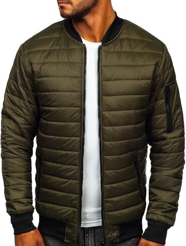 Ymosrh Mens Fashion Jackets Men's Autumn Winter Zipper Pocket Cotton Warm Down Jacket Packable Light Coat Coats in Saudi Arabia