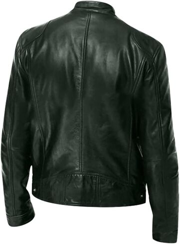 Ymosrh Fashion Jackets for Men Autumn and Winter Men's Casual Solid Color Long-Sleeved Slim Leather Mens Jackets in Saudi Arabia