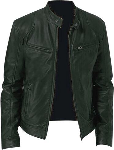 Ymosrh Fashion Jackets for Men Autumn and Winter Men's Casual Solid Color Long-Sleeved Slim Leather Mens Jackets in Saudi Arabia