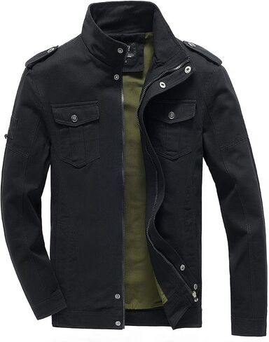 Minishion Men's Pocket Zip Fashion 100% Cotton Outdoor Lightweight Jackets in Kuwait
