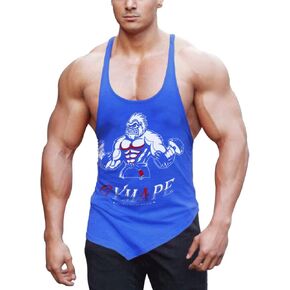 GYMAPE Mens Stringer Gym Bodybuilding Tank Tops Cotton for Workout with Arch Hem