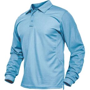 BIYLACLESEN Men's Jersey Golf Polo Shirts Outdoor Pique Performance Tactical Military Long Sleeve Shirts