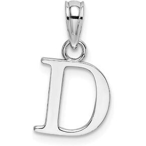 Solid 14K White Gold D Block Initial Letter Alphabet Charm Pendant - 9mm x 8mm in Kuwait