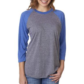 Next Level Tri-Blend 3/4 Raglan Tee, Vintage Royal/Premium Heather, Medium in Kuwait