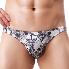 Swbreety Men's Mini Bikini Briefs Low Rise Sexy Skull Print Underwear Thongs in Kuwait