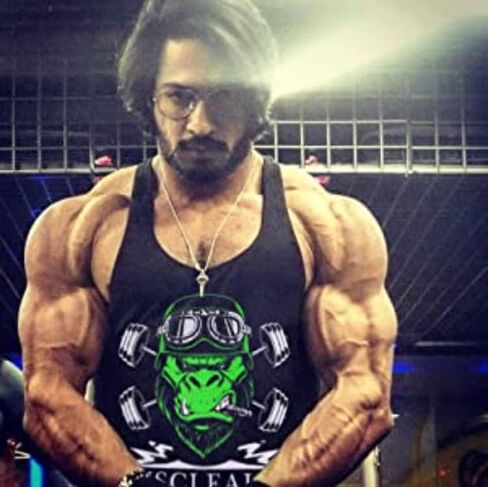 قمصان بدون أكمام للرجال من GYMAPE Stringer Gym لكمال الأجسام من القطن للتمرين مع حاشية مقوسة in Kuwait