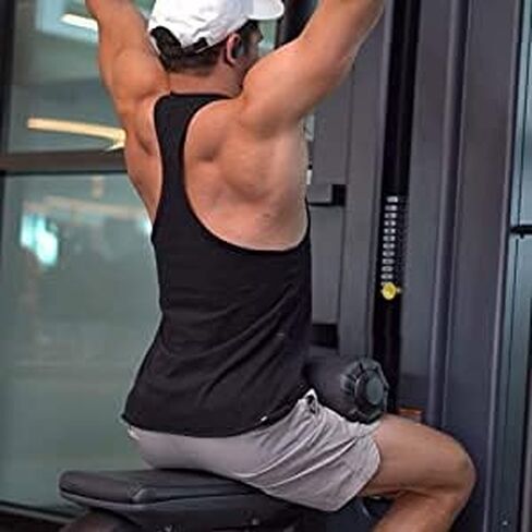 قمصان بدون أكمام للرجال من GYMAPE Stringer Gym لكمال الأجسام من القطن للتمرين مع حاشية مقوسة in Kuwait