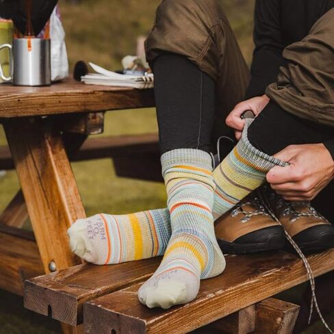 Farm to Feet Ithaca Multi-Stripe Ultralight Crew Merino Wool Socks in Saudi Arabia