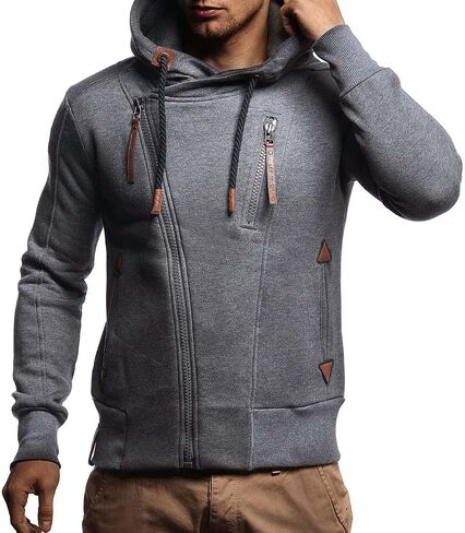 Leif Nelson Men's Bodyfit Hooded Jacket | Modern Stylish Longsleeve Fullzip Pullover Sweatshirt in Saudi Arabia