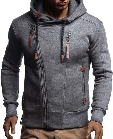 Leif Nelson Men's Bodyfit Hooded Jacket | Modern Stylish Longsleeve Fullzip Pullover Sweatshirt in Saudi Arabia