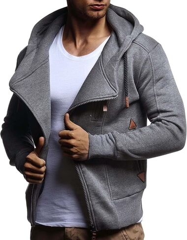 Leif Nelson Men's Bodyfit Hooded Jacket | Modern Stylish Longsleeve Fullzip Pullover Sweatshirt in Saudi Arabia