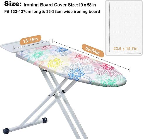 Ironing Board Cover 15 x 54 inch, Elastic Edge Scorch Resistant Ironing Board Cover and Pad, Include 4 Fasteners and Protective Scorch Mesh Cloth in Saudi Arabia