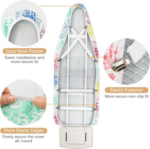 Ironing Board Cover 15 x 54 inch, Elastic Edge Scorch Resistant Ironing Board Cover and Pad, Include 4 Fasteners and Protective Scorch Mesh Cloth in Saudi Arabia