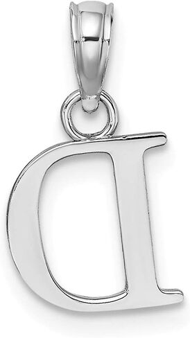 Solid 14K White Gold D Block Initial Letter Alphabet Charm Pendant - 9mm x 8mm in Saudi Arabia