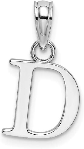 Solid 14K White Gold D Block Initial Letter Alphabet Charm Pendant - 9mm x 8mm in Saudi Arabia