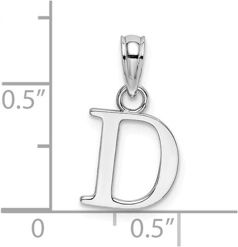 Solid 14K White Gold D Block Initial Letter Alphabet Charm Pendant - 9mm x 8mm in Saudi Arabia