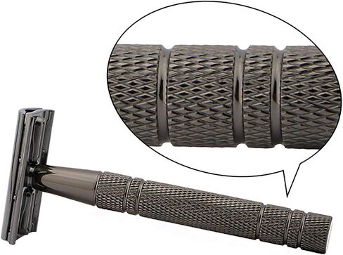 Double Edge Safety Razor with 10pcs Blades, Metal One Single Blade Razor, Classic Wet Shaving Manual Shavers Fits Standard Razor Blades, Gift for Men in Saudi Arabia
