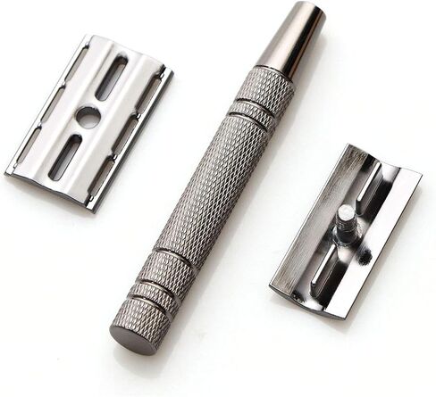 Double Edge Safety Razor with 10pcs Blades, Metal One Single Blade Razor, Classic Wet Shaving Manual Shavers Fits Standard Razor Blades, Gift for Men in Saudi Arabia