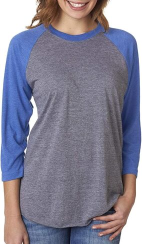 Next Level Tri-Blend 3/4 Raglan Tee, Vintage Royal/Premium Heather, Medium in Kuwait