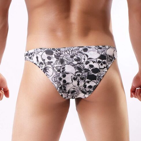 Swbreety Men's Mini Bikini Briefs Low Rise Sexy Skull Print Underwear Thongs in Saudi Arabia