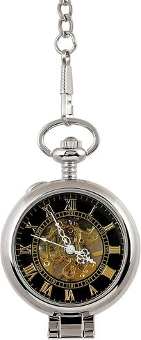 Coin Pocket Watch with Skeleton Movement | Gold Layered JFK Half Dollar | Genuine U.S. Coin | Sweeping Second Hand, Magnifying Glass | Silvertone Case | Certificate of Authenticity in Saudi Arabia