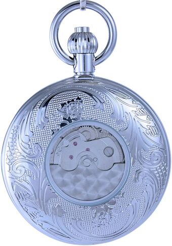 OGLE Waterproof Luminous Magnifier Tourbillon Moon Sun Chain Fob Self Wind Automatic Mechanical Pocket Watch in Saudi Arabia