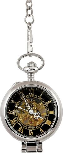 Coin Pocket Watch with Skeleton Movement | Presidential Seal JFK Half Dollar | Genuine U.S. Coin | Sweeping Second Hand, Magnifying Glass | Silvertone Case | Certificate of Authenticity in Saudi Arabia