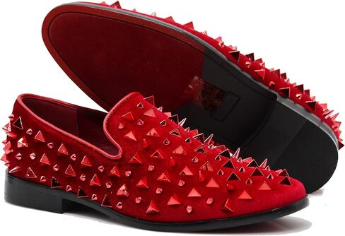 SPK16 Men's Vintage Spike Dress Loafers Slip On Fashion Shoes Classic Tuxedo Dress Shoes in Kuwait