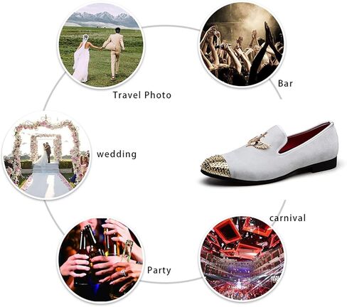 Men Genuine Leather Mens Metallic Textured Slip-on Glitter Loafers Shoes in Saudi Arabia
