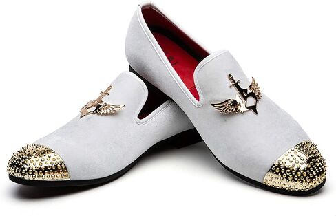Men Genuine Leather Mens Metallic Textured Slip-on Glitter Loafers Shoes in Saudi Arabia