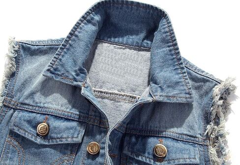 Elonglin Men Denim Vest Sleeveless Jeans Jacket Casual Ripped Vintage Cowboy Vest in Kuwait