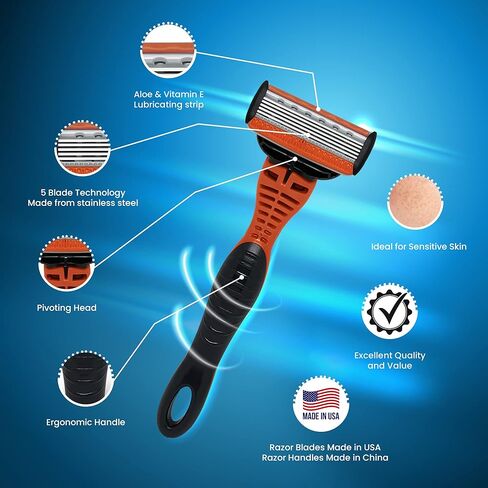 Vaylor 5 Blade Mens Disposable Shaving Razor with Pivoting Head and Ergonomic Handle, 8 Pack in Saudi Arabia