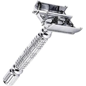 Butterfly Safety Razor - Heavy Duty Twist To Open Double Edge Safety Razor for Men; Shaving Kit with Mirrored Travel Case & 6 Stainless Steel Double Edge Blades; Premium Butterfly Razor Mechanism in Saudi Arabia
