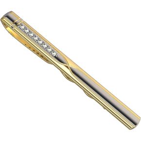 10k Yellow Gold Tie Pin Clip Solid Gold With Eight Stone 1/10 Carat Diamonds (tccw) in Saudi Arabia