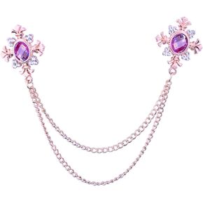 Elegant Cross With Hanging Chain Brooch Gold Silver Plated Oval Crystal Rhinestone Corsage Tassel Chain Suit Jacket Brooch Pin for Men Husband Gifts in Saudi Arabia
