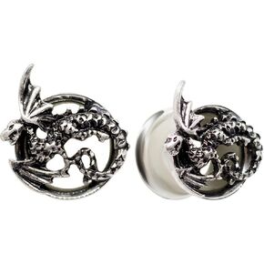 Pierce2GO Stainless Steel Silver Dragon Ear Plug Tunnels Gauges Expanders Stretchers in Kuwait