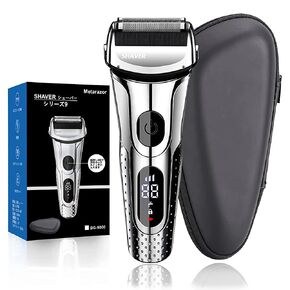 Electric Razor for Men, Men's Foil Shaver,Wet/Dry IPX7 Waterproof Electric Shavers for Men with Pop-up Beard Trimmer,Cordless Rechargeable Mens Razor with Leather Travel Case-Silver in Kuwait