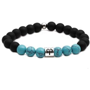 MiniJewelry الرجال النساء 12 زودياك عيد ميلاد علامة الفيروز سوار مطاطا تمتد مطرز نعمة سوار الأبراج سوار in Kuwait