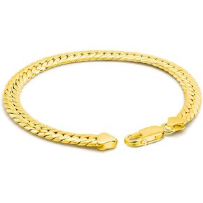 Fashion 925 Sterling Silver Flat Snake Chain Bracelet Men Golden 6mm-7 "8" 9 " Curb Cuban Solid Link Bangle Boys Jewelry Gift