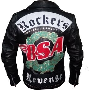 BSA Rockers Revenge George Michael Men's Classic Biker Leather Jacket (Black, M- Fit for 41-42 inches chest) in Saudi Arabia