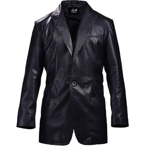 SNA Collection One Button Coat PU Leather jacket for Men - Faux Leather jacket in Saudi Arabia