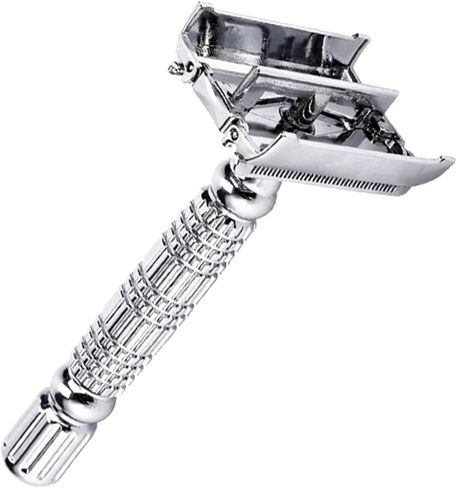 Butterfly Safety Razor - Heavy Duty Twist To Open Double Edge Safety Razor for Men; Shaving Kit with Mirrored Travel Case & 6 Stainless Steel Double Edge Blades; Premium Butterfly Razor Mechanism in Saudi Arabia