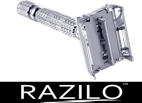 Butterfly Safety Razor - Heavy Duty Twist To Open Double Edge Safety Razor for Men; Shaving Kit with Mirrored Travel Case & 6 Stainless Steel Double Edge Blades; Premium Butterfly Razor Mechanism in Saudi Arabia