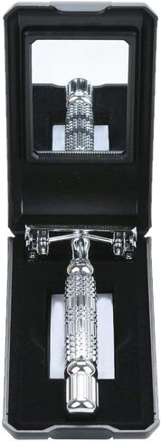 Butterfly Safety Razor - Heavy Duty Twist To Open Double Edge Safety Razor for Men; Shaving Kit with Mirrored Travel Case & 6 Stainless Steel Double Edge Blades; Premium Butterfly Razor Mechanism in Saudi Arabia