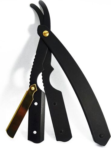 Black Matte With Gold Clip American Stright Razor Professional Straight Razor For Men With 100 Half Blades, (M3A-BMGC-310) in Saudi Arabia
