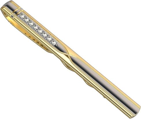 10k Yellow Gold Tie Pin Clip Solid Gold With Eight Stone 1/10 Carat Diamonds (tccw) in Saudi Arabia
