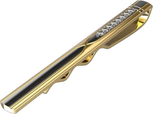 10k Yellow Gold Tie Pin Clip Solid Gold With Eight Stone 1/10 Carat Diamonds (tccw) in Saudi Arabia