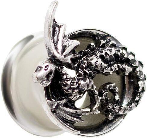 Pierce2GO Stainless Steel Silver Dragon Ear Plug Tunnels Gauges Expanders Stretchers in Saudi Arabia