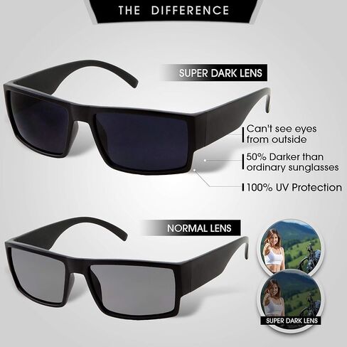 نظارات شمسية من Cholo باطار اسود Super Dark Lens Gangster Sunglasses - Flat Top Shades in Saudi Arabia