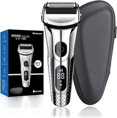 Electric Razor for Men, Men's Foil Shaver,Wet/Dry IPX7 Waterproof Electric Shavers for Men with Pop-up Beard Trimmer,Cordless Rechargeable Mens Razor with Leather Travel Case-Silver in Kuwait